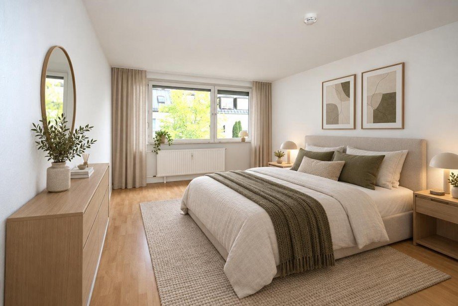 Schlafzimmer KI Bild Etagenwohnung M�nchen