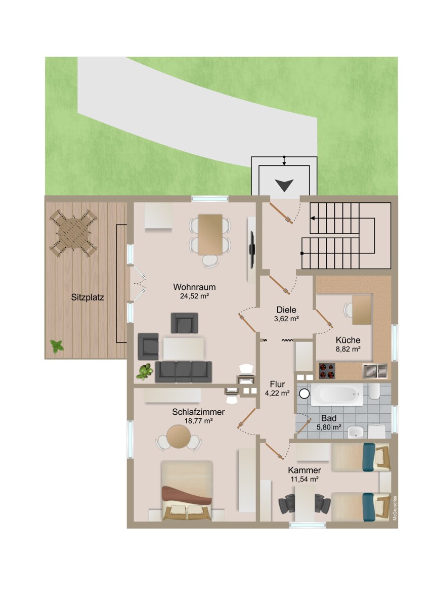 Grundriss Erdgeschoss Mehrfamilienhaus Planegg