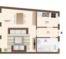 Grundriss Zentral gelegenes 1-Zimmer-Apartment, ideal zur Eigennutzung oder als attraktive Kapitalanlage.
