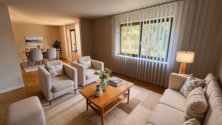 Wohnzimmer KI generiert Einfamilienhaus Planegg / Martinsried