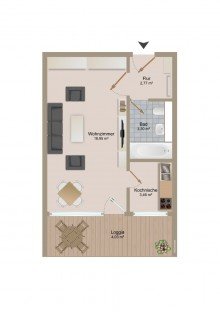  Komplett renoviertes, m�bliertes 1-Zimmer-Apartment mit Alpenblick.