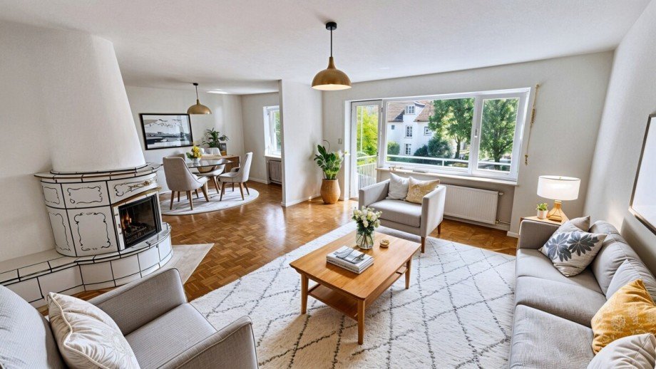 Wohnzimmer KI Bild Mehrfamilienhaus Planegg