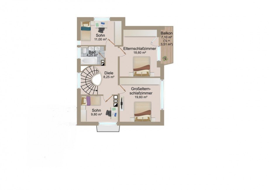 Grundriss Obergeschoss Einfamilienhaus Planegg / Martinsried