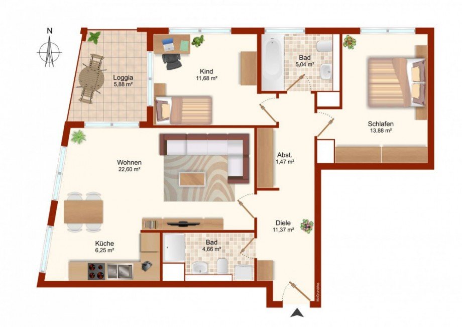 Grundriss Etagenwohnung M�nchen