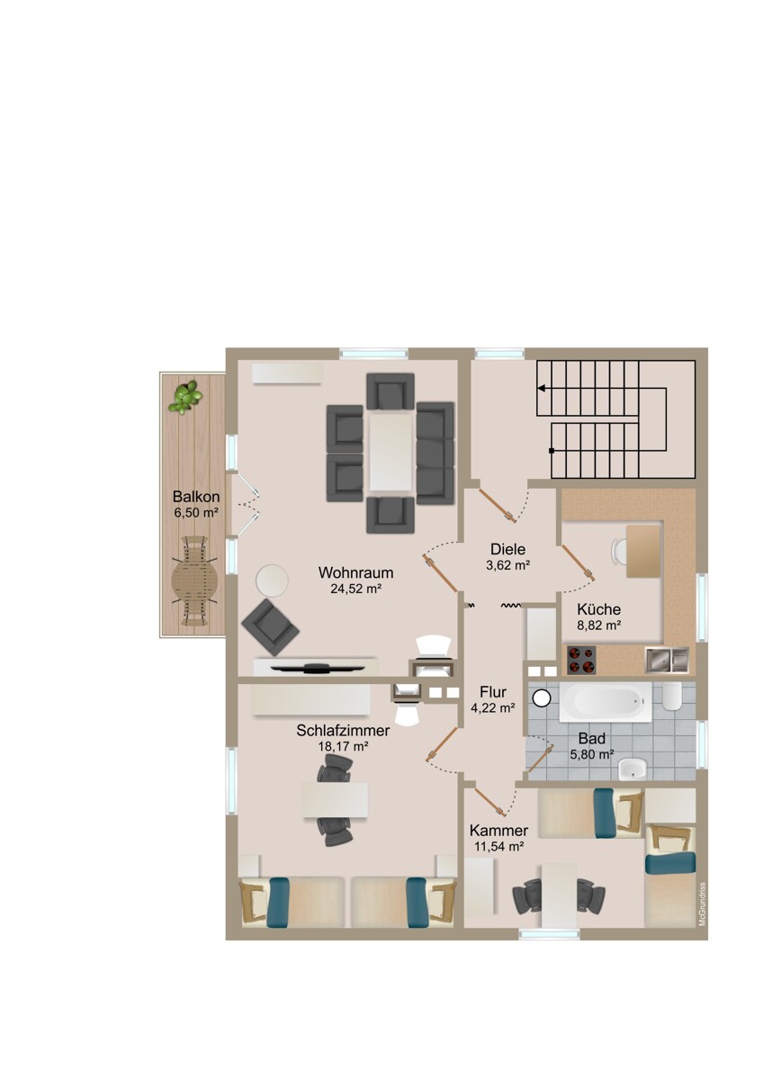Grundriss Obergeschoss Mehrfamilienhaus Planegg