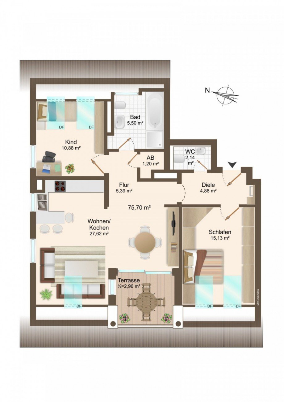 Grundriss Dachgeschosswohnung M�nchen