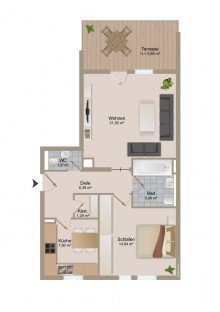 Grundriss Traumhafte 2- Zimmer- Gartenwohnung in ruhiger Lage